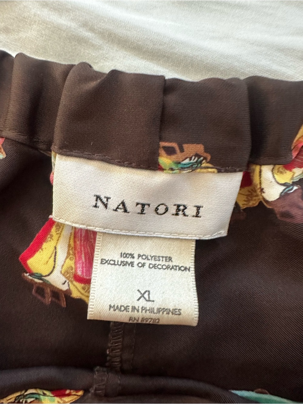 Natori Black Pajama Pants with Multicolor Geisha Print - Picture 3 of 5